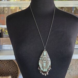 Cocobelle Bohemian Beaded Necklace with Fringe Western Coastal Cowgirl